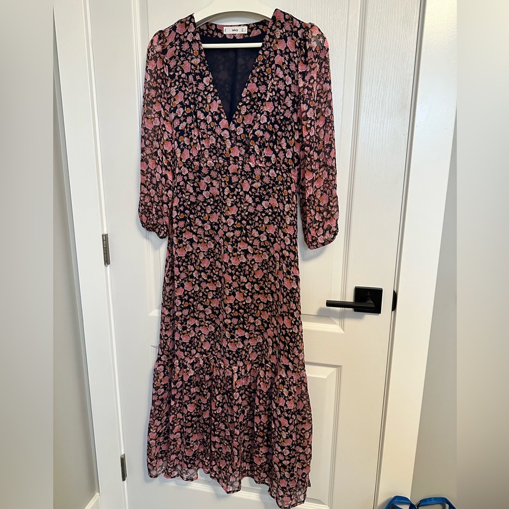 MNG Boho size 4, maxi dress with 3/4 sleeves.